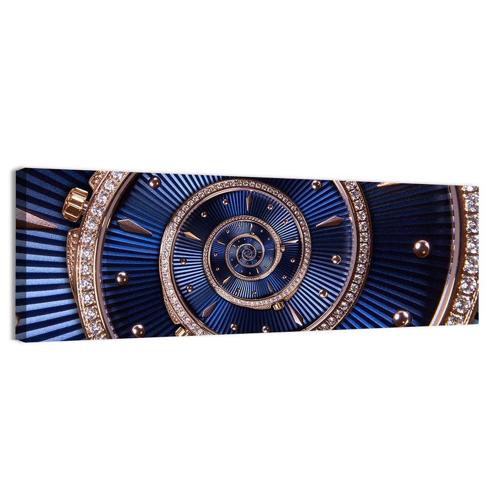 Clockwork Time Spiral Wall Art, canvas print, panoramic