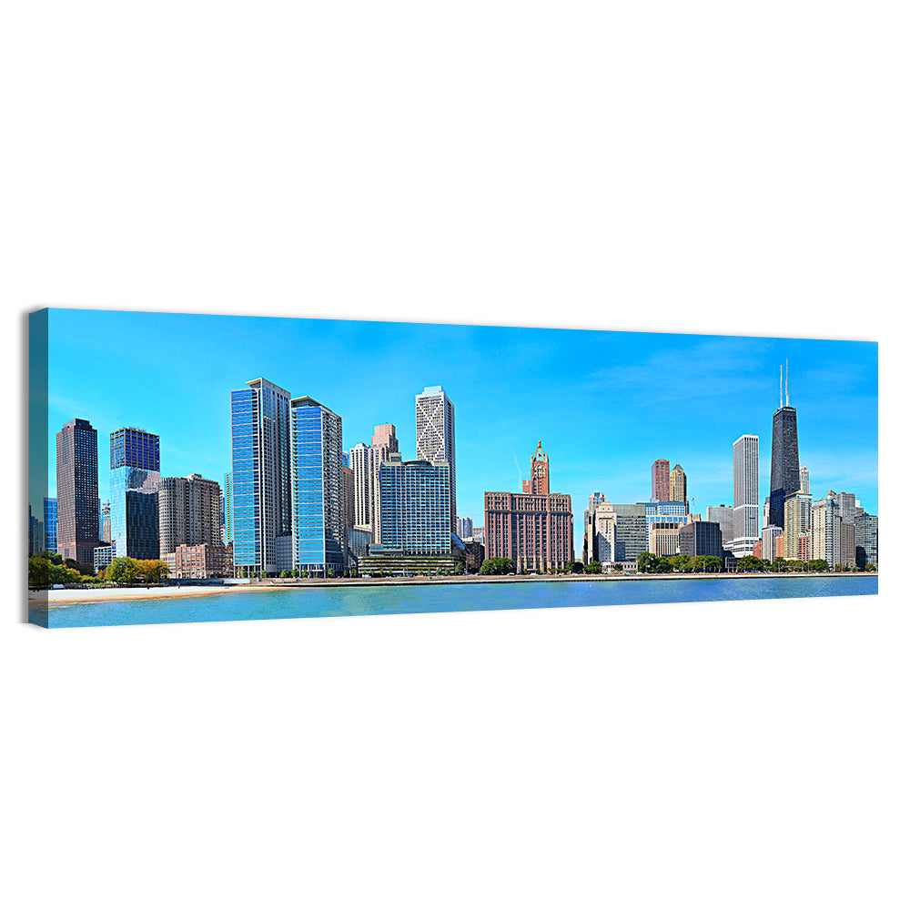 Chicago Lakeshore Skyline Wall Art, canvas print, panoramic