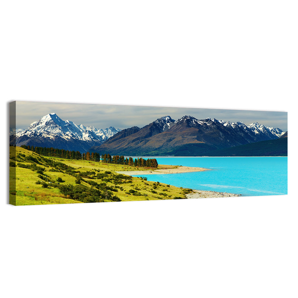 Mount Cook Over Lake Pukaki Wall Art, canvas print, panoramic
