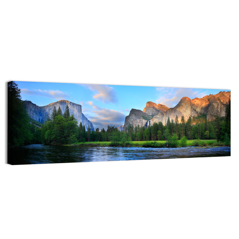 Yosemite Valley Golden Hour Vista Wall Art, canvas print, panoramic