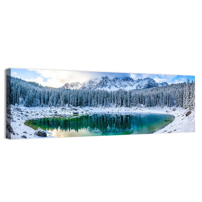 Snowy Mountain Lake Reflection Wall Art as a canvas print