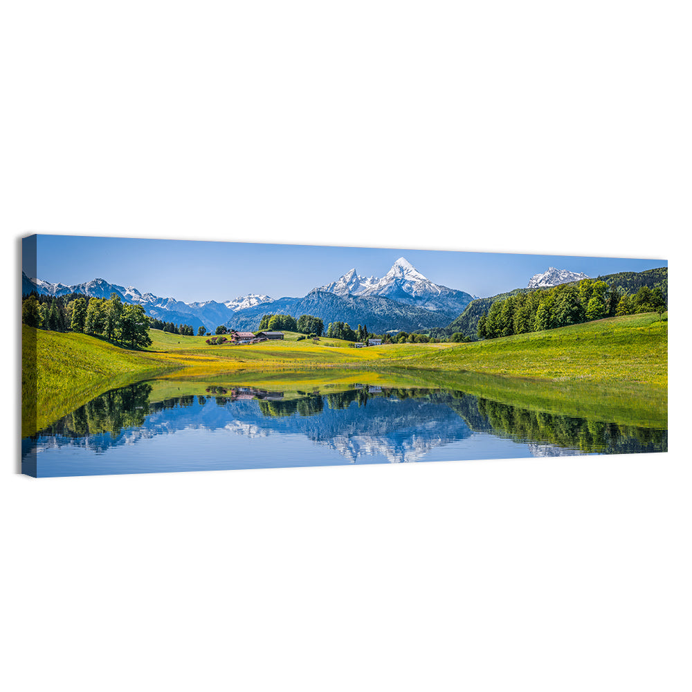 Watzmann Summer Reflection Wall Art, canvas print, panoramic