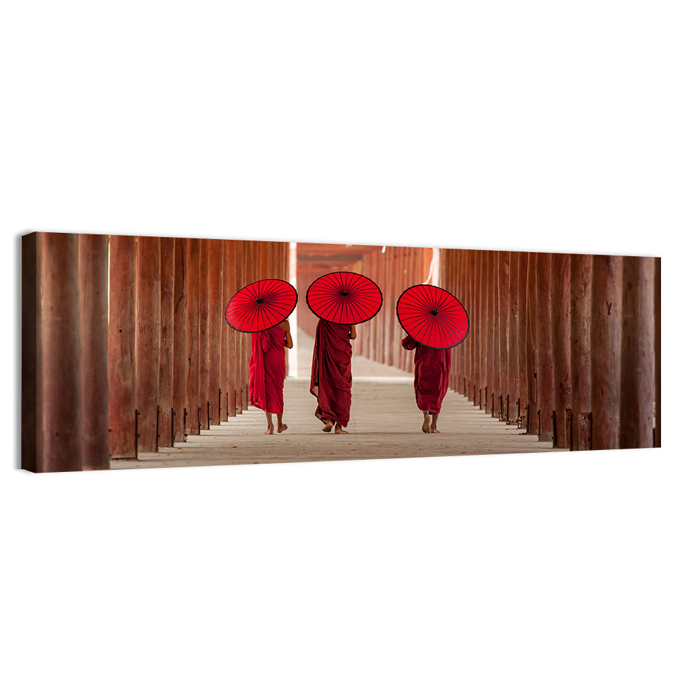 Novice Monk Walking Together Wall Art