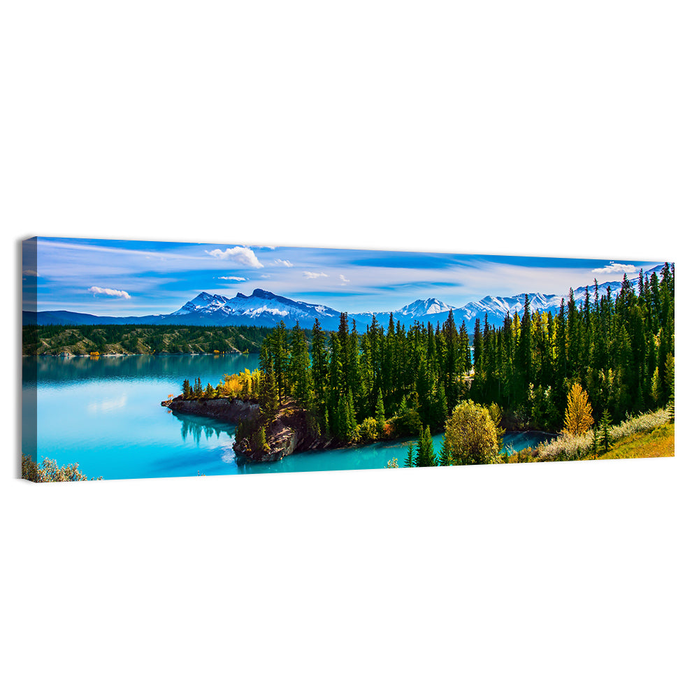 Abraham Lake Shoreline Wall Art, canvas print, panoramic