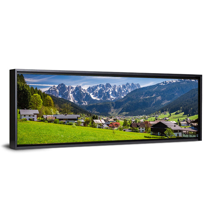 Gosau Village in Austrian Alps Wall Art as a framed canvas