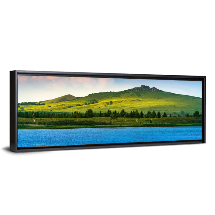 Hongsong Lake with Mountain Peak Wall Art as a framed canvas