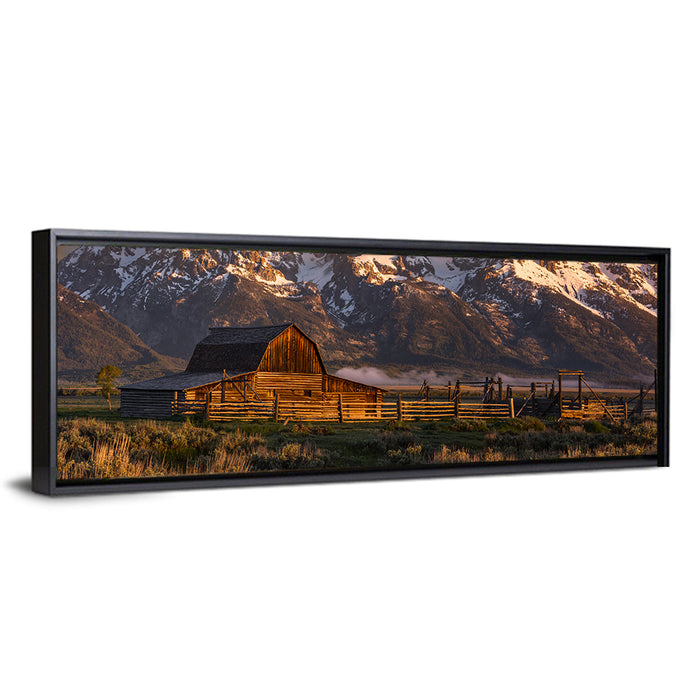 John Moulton Barn, Mormon Row Wall Art as a framed canvas
