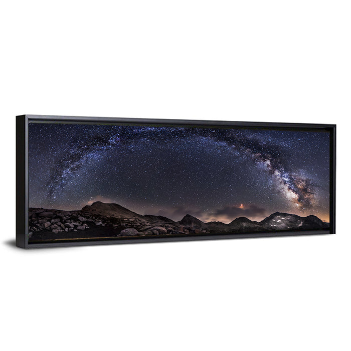 Milky Way Over Mountain Ridge Wall Art as a framed canvas