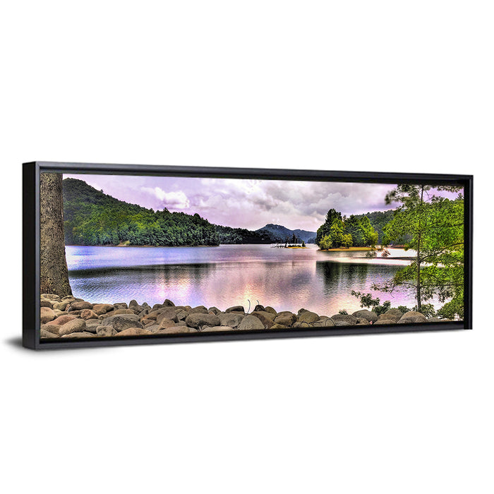 Glenville Lake Shoreline Wall Art as a framed canvas