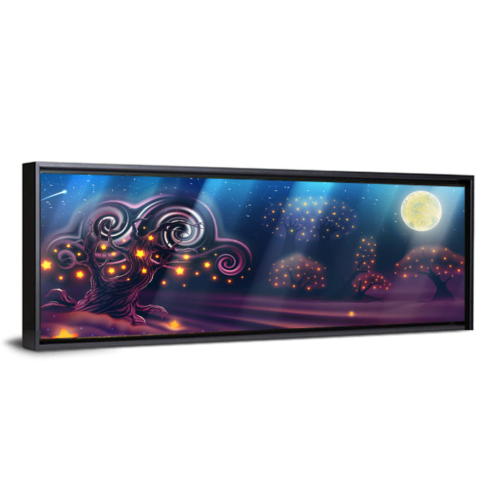 Magical Night Landscape Wall Art as a framed canvas