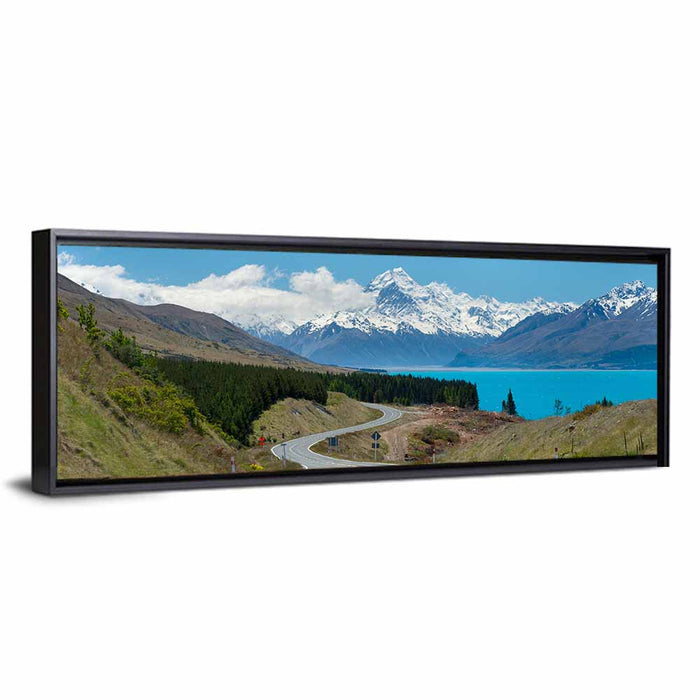 Road to Aoraki Mount Cook Wall Art as a framed canvas