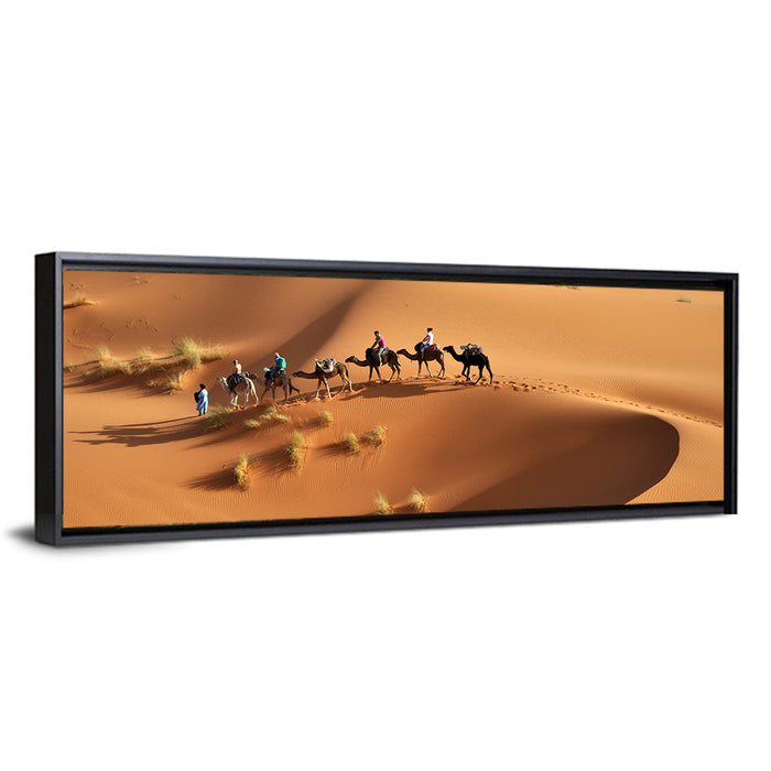 Morocco Sahara Caravan Wall Art as a framed canvas