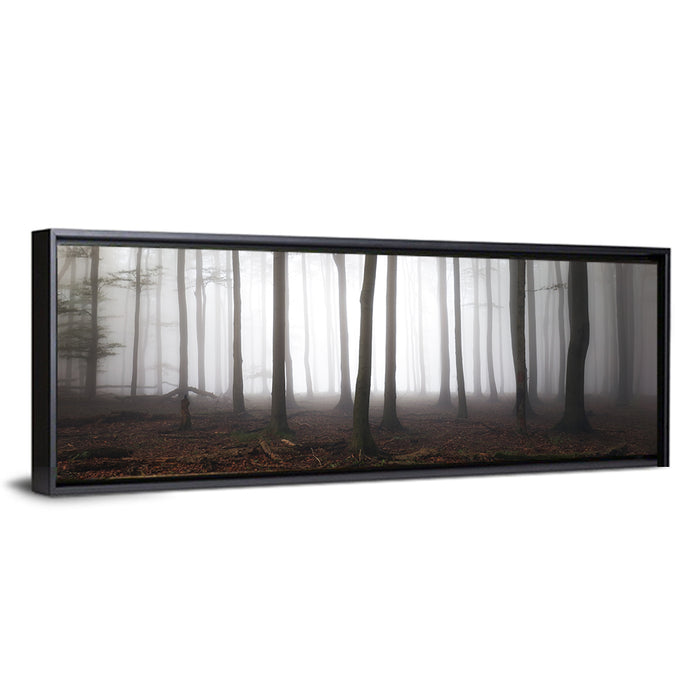Misty Forest Perspective Wall Art as a framed canvas