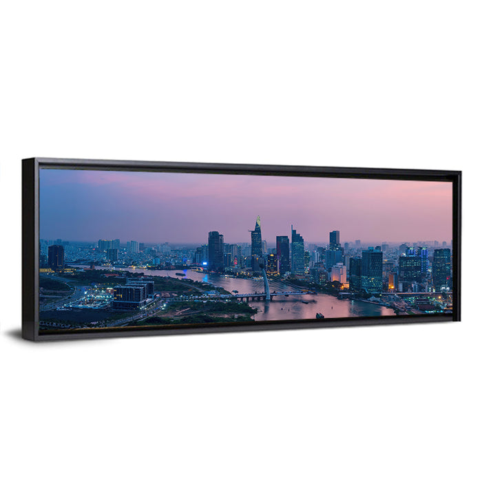 Ho Chi Minh City Skyline at Dusk Wall Art as a framed canvas