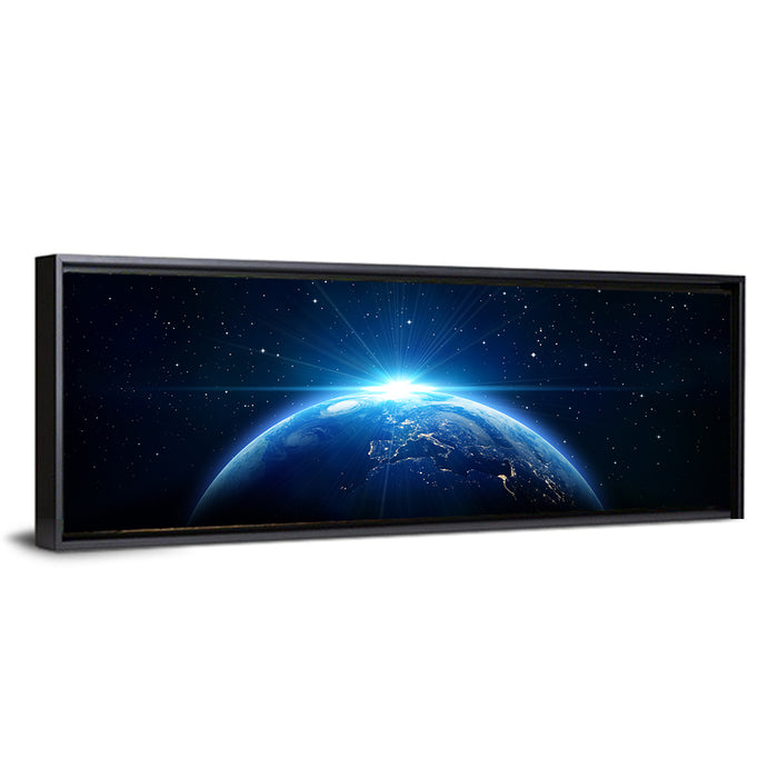 Planet Earth from Orbit Wall Art as a framed canvas