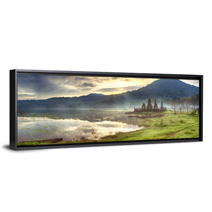 Pura Ulun Danu Beratan Reflection Wall Art as a framed canvas