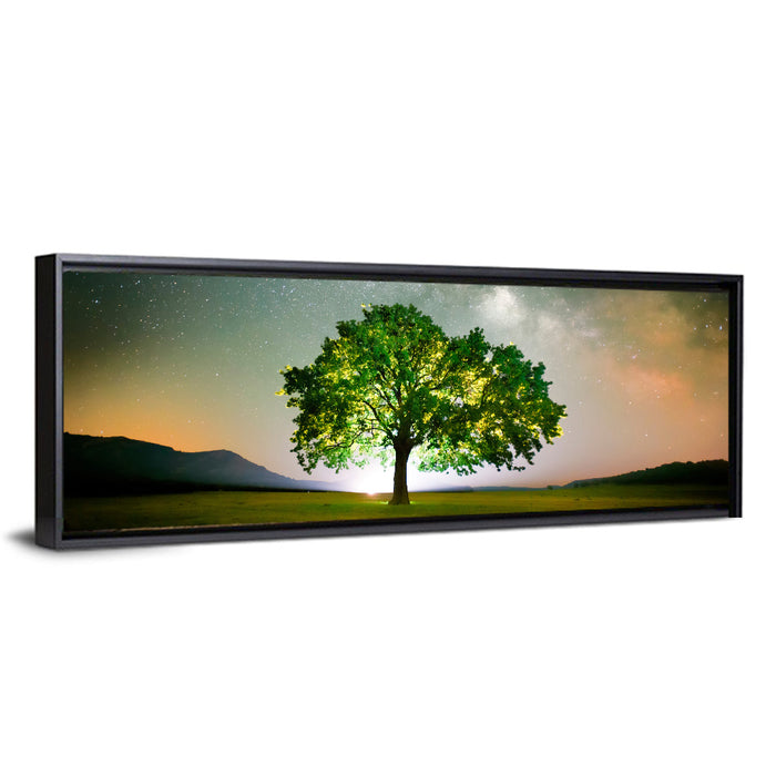 Lone Tree Under Milky Way Wall Art as a framed canvas