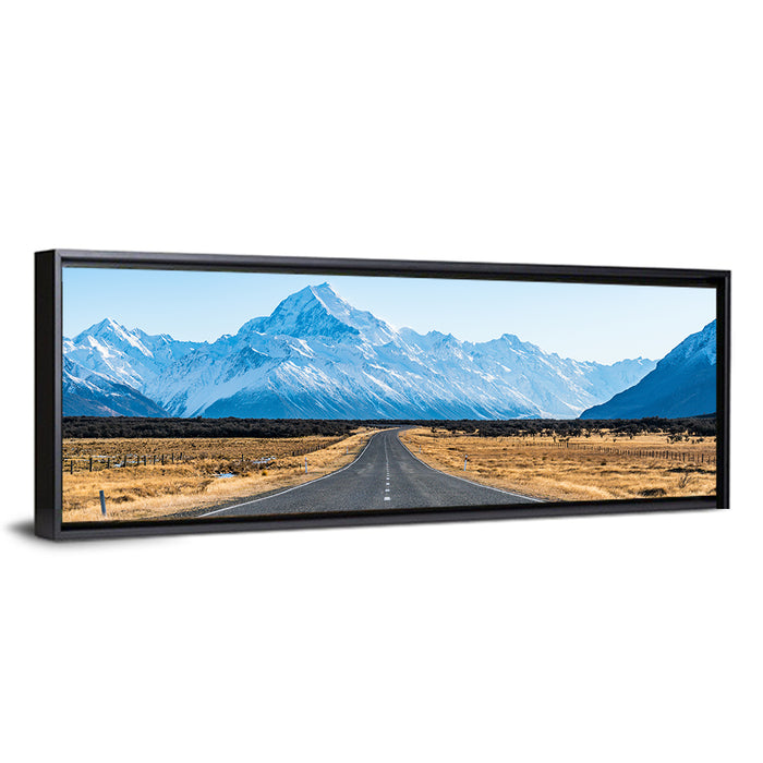 Road to Mount Cook Wall Art as a framed canvas