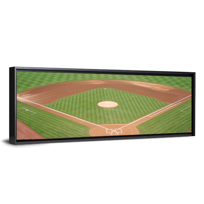 Aerial Baseball Diamond Wall Art as a framed canvas
