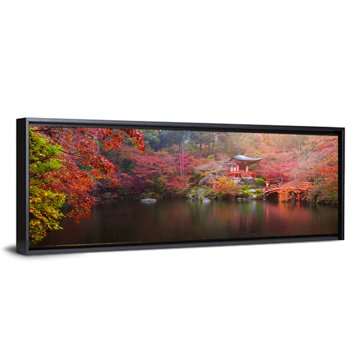 Daigo-ji Temple Autumn Reflection Wall Art as a framed canvas