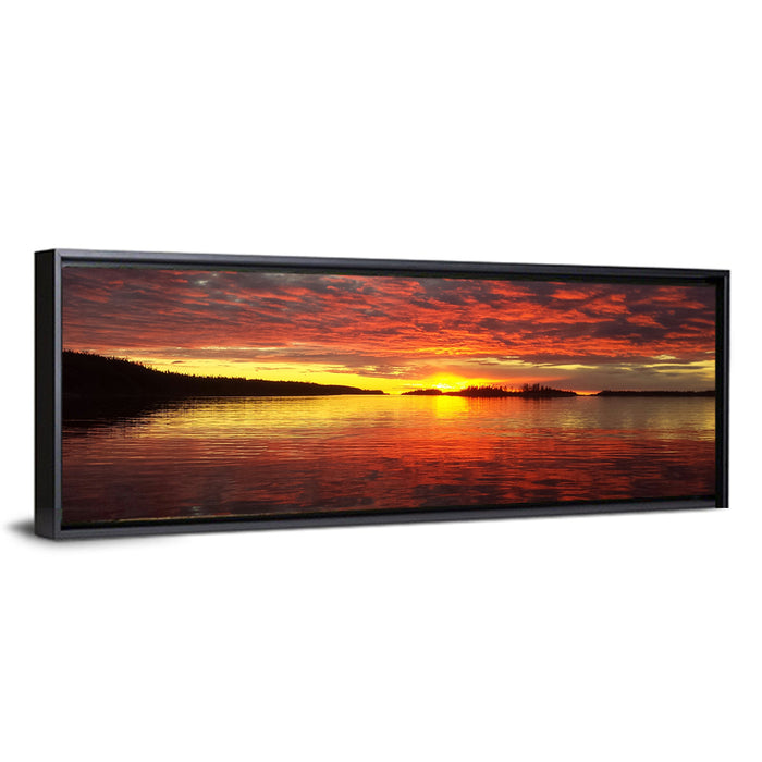 Lake Athabasca Sunset Reflection Wall Art as a framed canvas