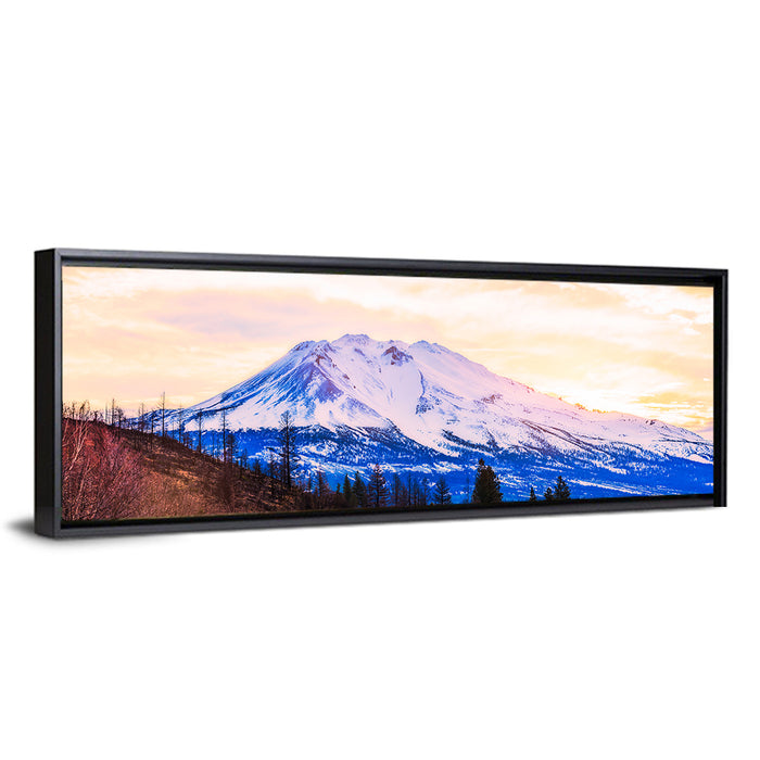Sunset Over Mount Shesta Wall Art as a framed canvas