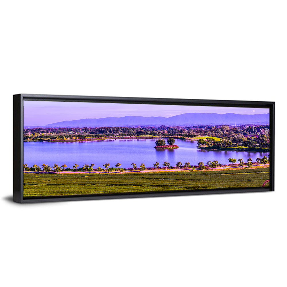 Tea Plantation With Lake In Thai Wall Art