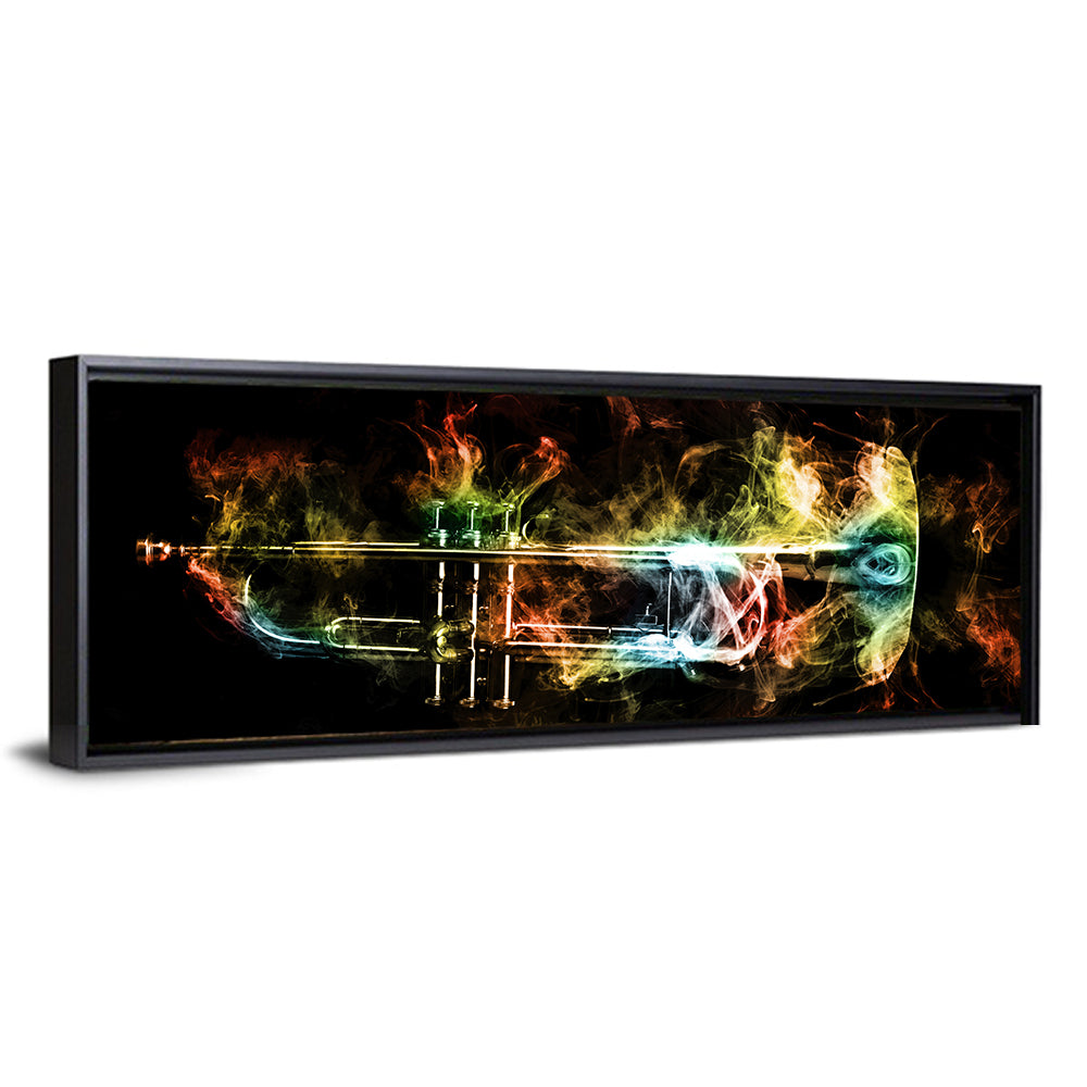 Smoke Billows Around Jazz Brass Trumpet Wall Art