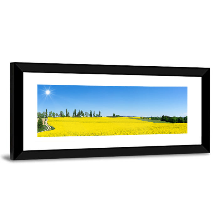 Winding Path Through Rapeseed Field Wall Art as a framed print