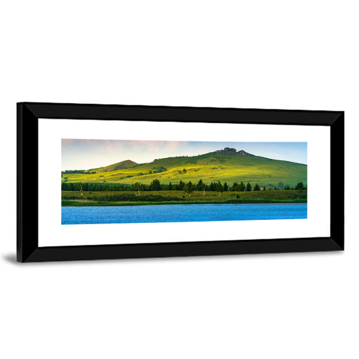 Hongsong Lake with Mountain Peak Wall Art as a framed print