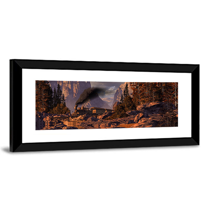 Old West Steam Locomotive Wall Art as a framed print