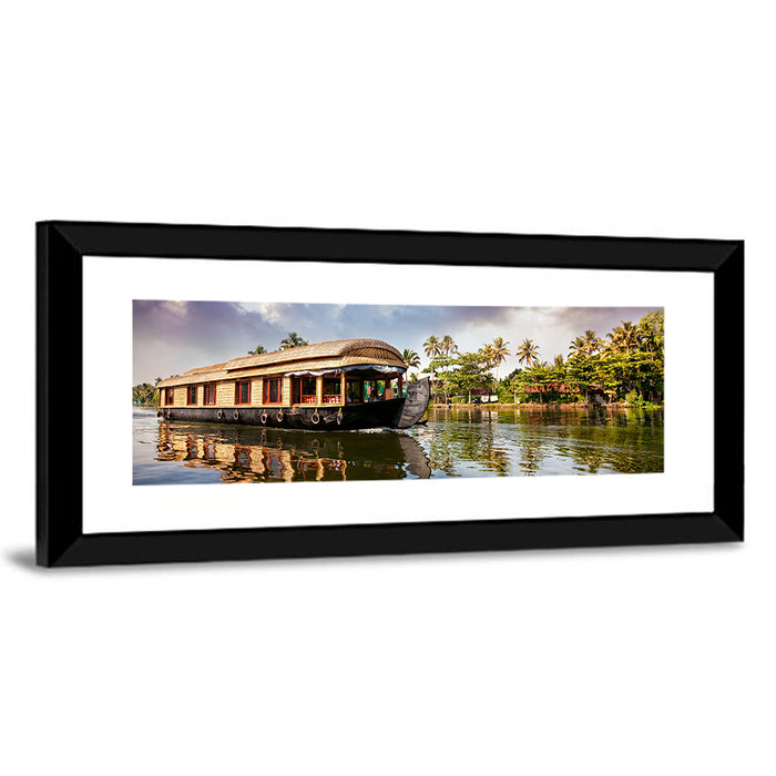 Alleppey Houseboat, Kerala Backwaters Wall Art as a framed print