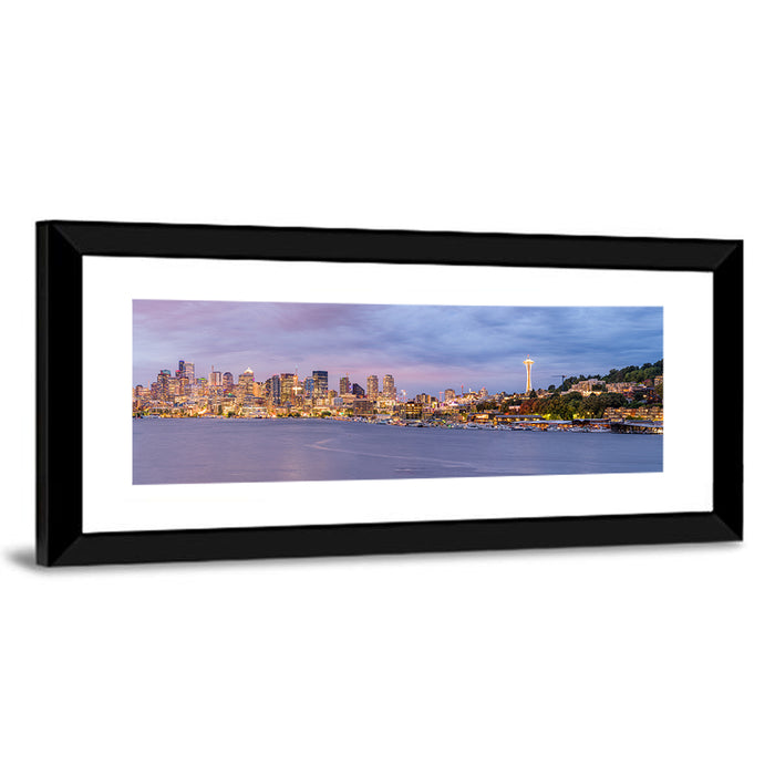 Seattle Skyline at Dusk Wall Art as a framed print