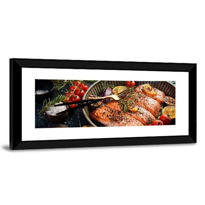 Grilled Salmon with Lemon and Rosemary Wall Art