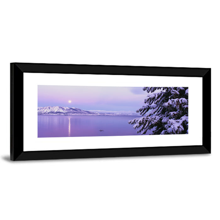 Moonlit Lake Tahoe Wall Art as a framed print