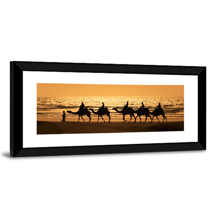 Camel Caravan at Sunset Wall Art as a framed print