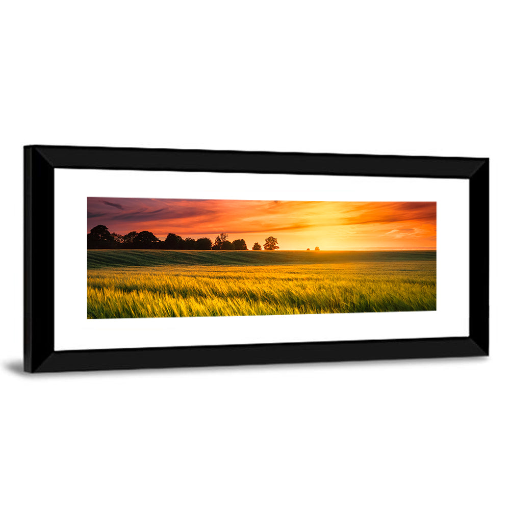 Sunset Over a Wheat Field Wall Art