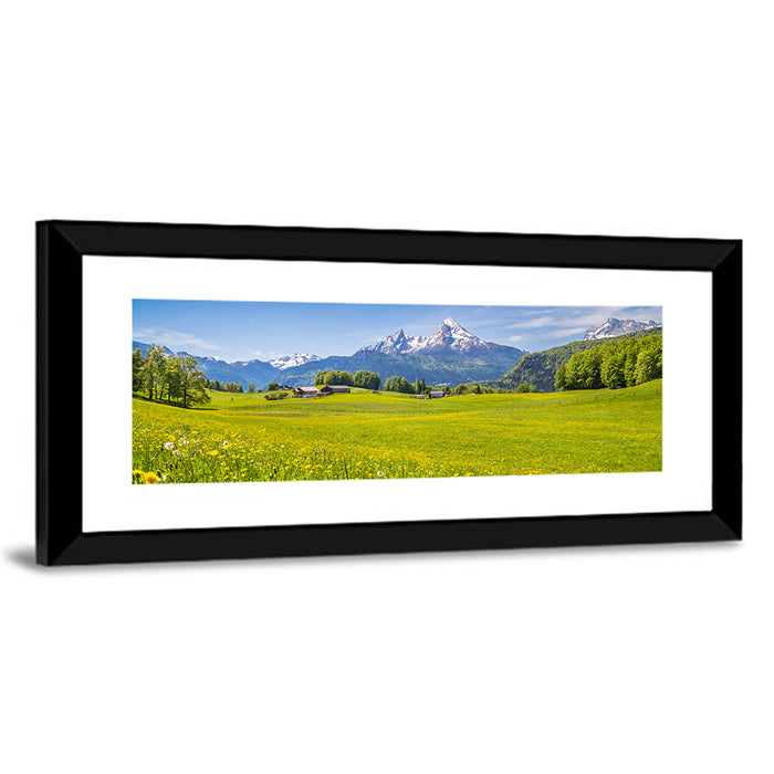 Watzmann Mountain Meadow Wall Art as a framed print