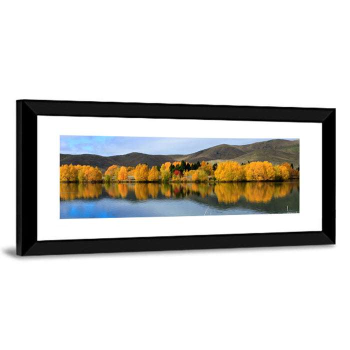 Lake Ruataniwha Autumn Reflection Wall Art as a framed print