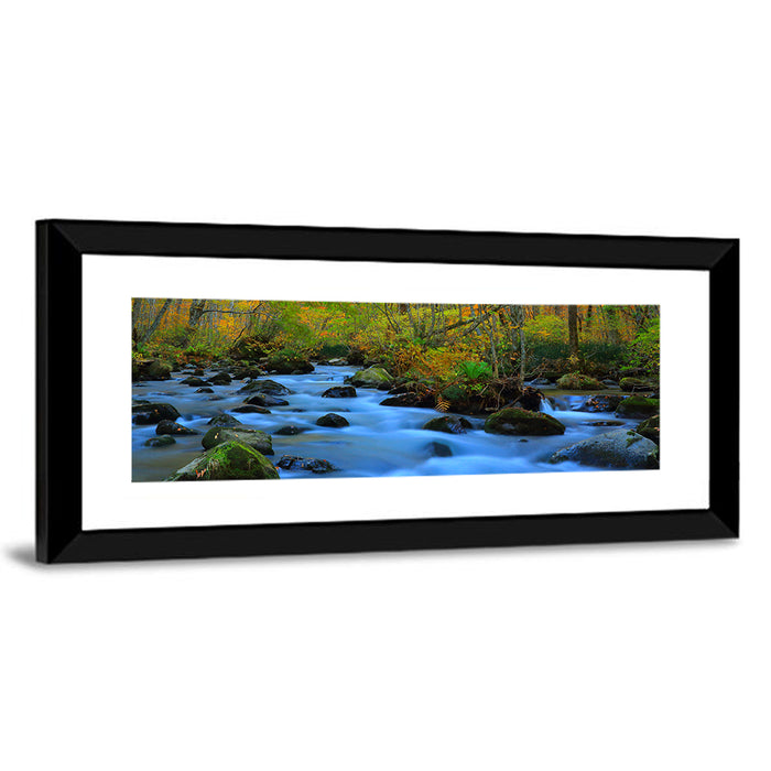 Oirase Gorge Autumn Stream Wall Art as a framed print