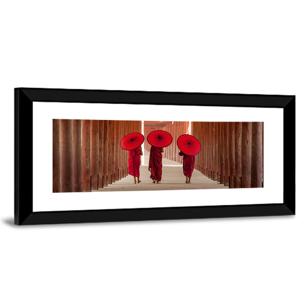 Novice Monk Walking Together Wall Art