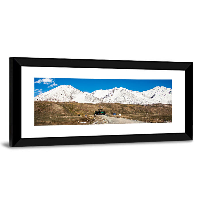 Karakoram Snow Peaks with Road Wall Art as a framed print