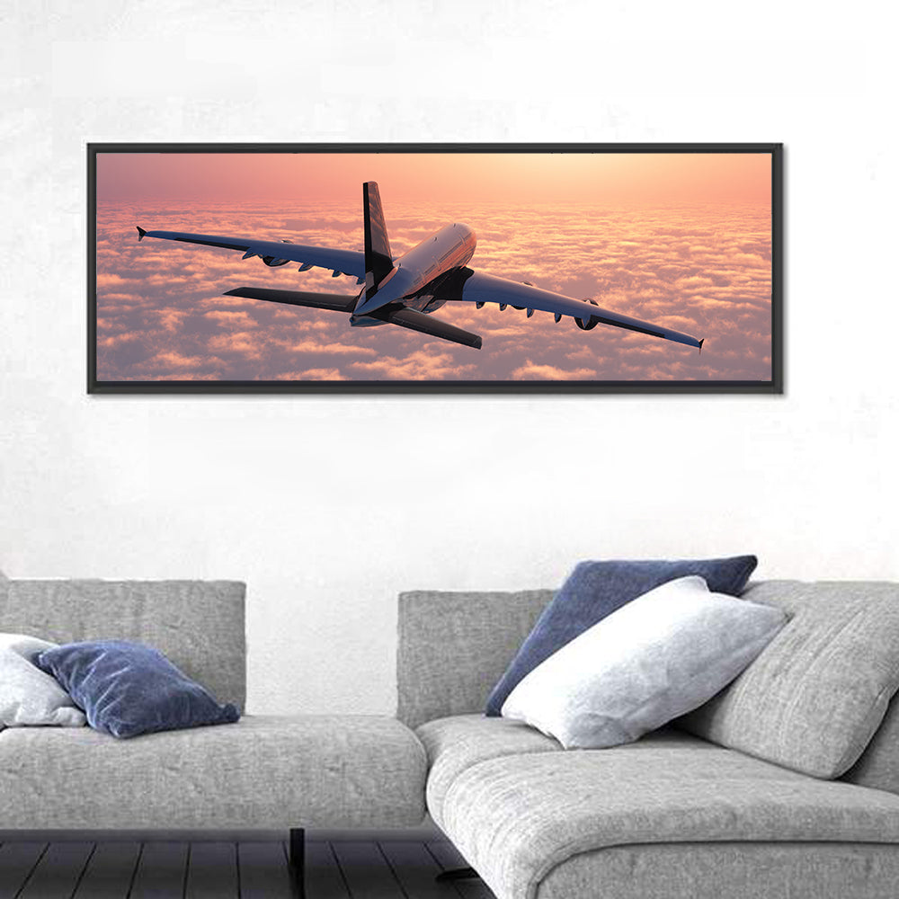 Passenger Plane Above Clouds Wall Art