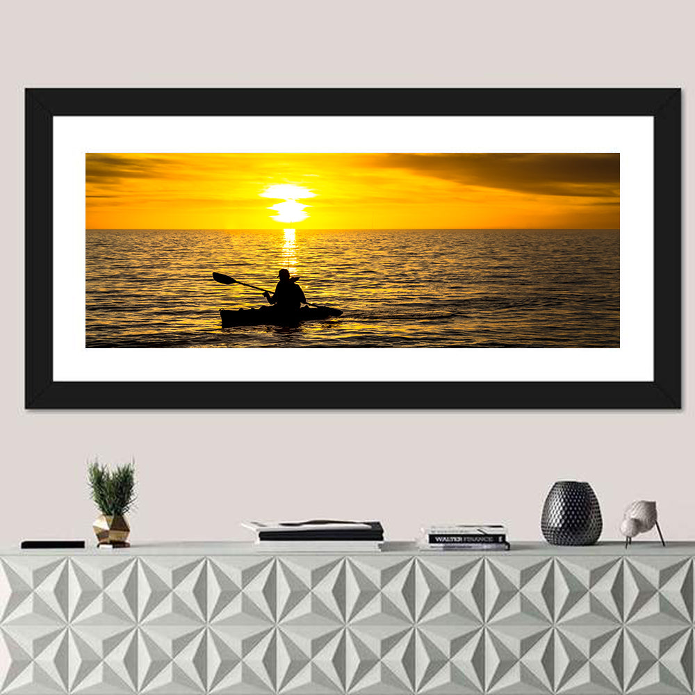Fisherman In Ocean Sunset Wall Art