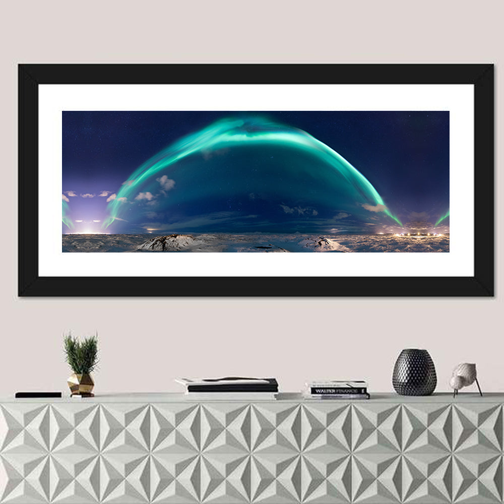 Northern Lights Over Reykjavik City Wall Art
