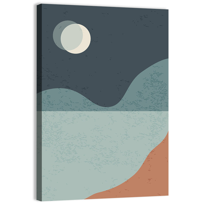 Moonlit Mountain Lake Minimalist Wall Art as a canvas print