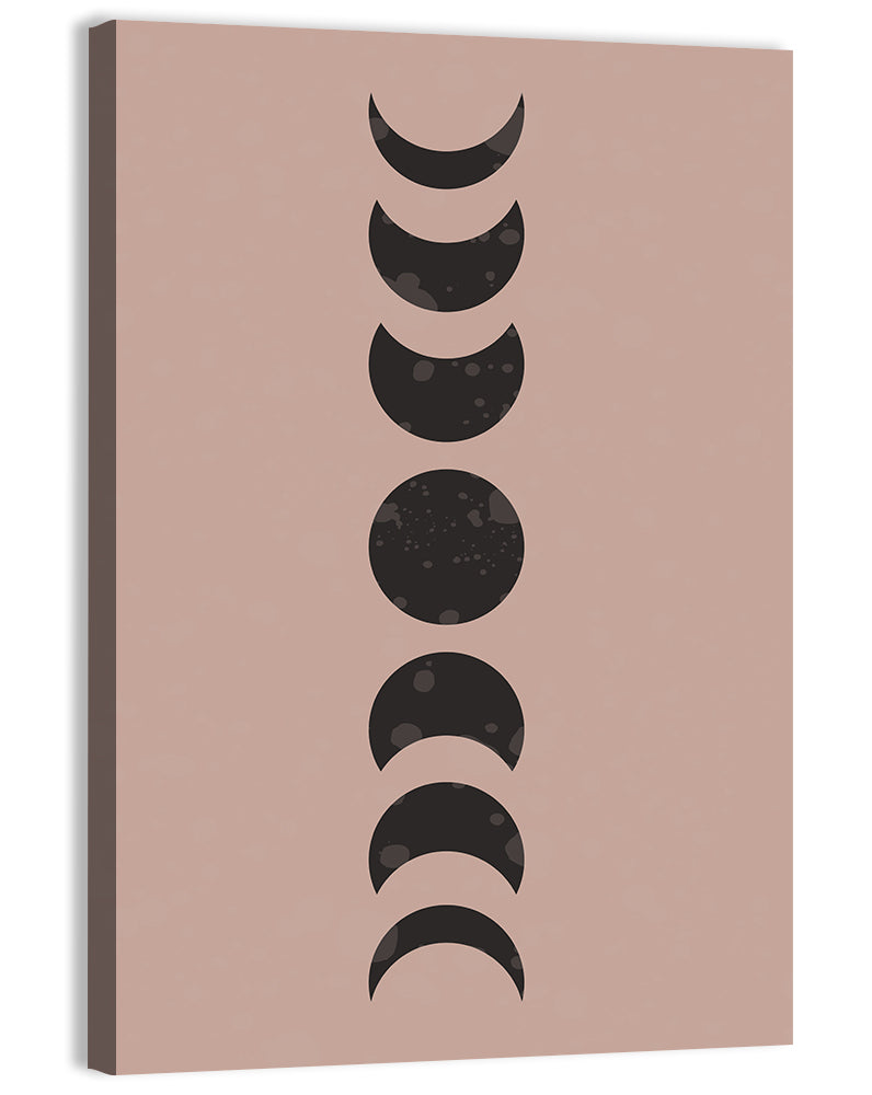 Dusty Pink Moon Phases Wall Art, canvas print, portrait