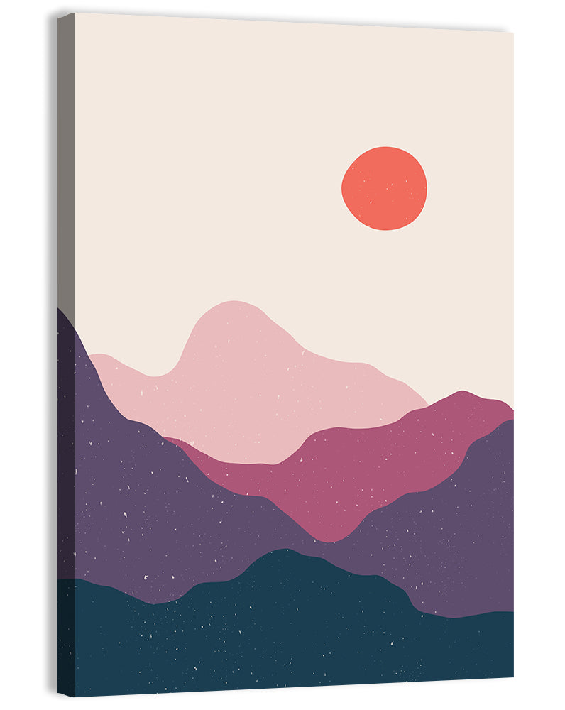 Contemporary Mountain Sunset Wall Art, canvas print, portrait