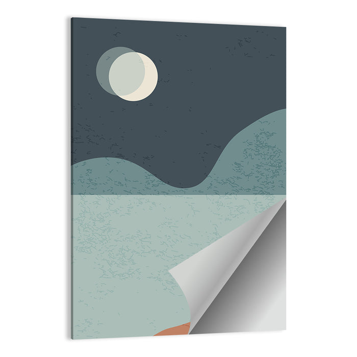 Moonlit Mountain Lake Minimalist Wall Art as a poster print