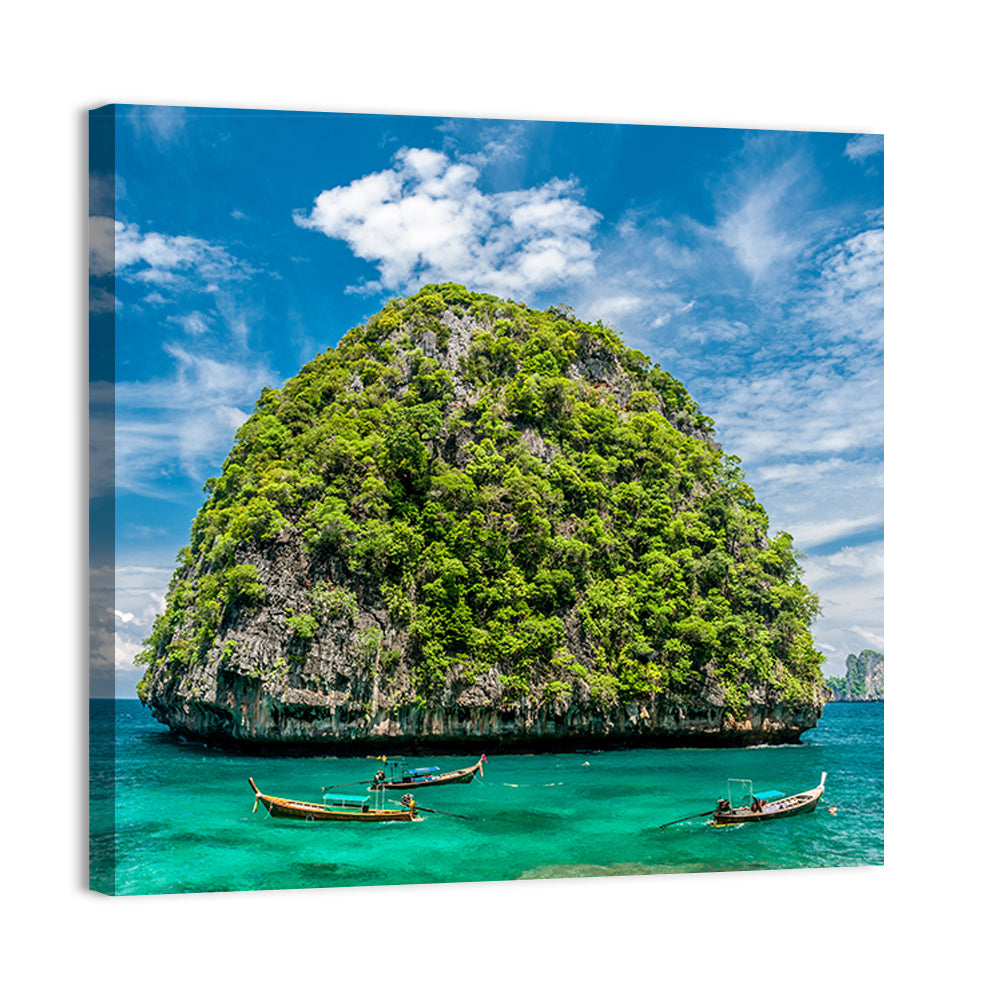 Krabi Limestone Karst Island Wall Art, canvas print, square